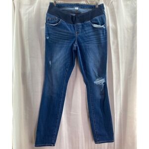 Old Navy Maternity Rockstar Distressed Super Skinny Jeans‎ Size 8 Blue Denim
